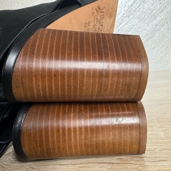 Vince Size 9.5M Black Leather Open Toe Block Heels Slingback Sandals Bootie - Picture 11 of 15